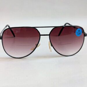 (NWT) Vintage 90's Aviator Metal Bi-Focal Reading Sunglasses (S. Black)